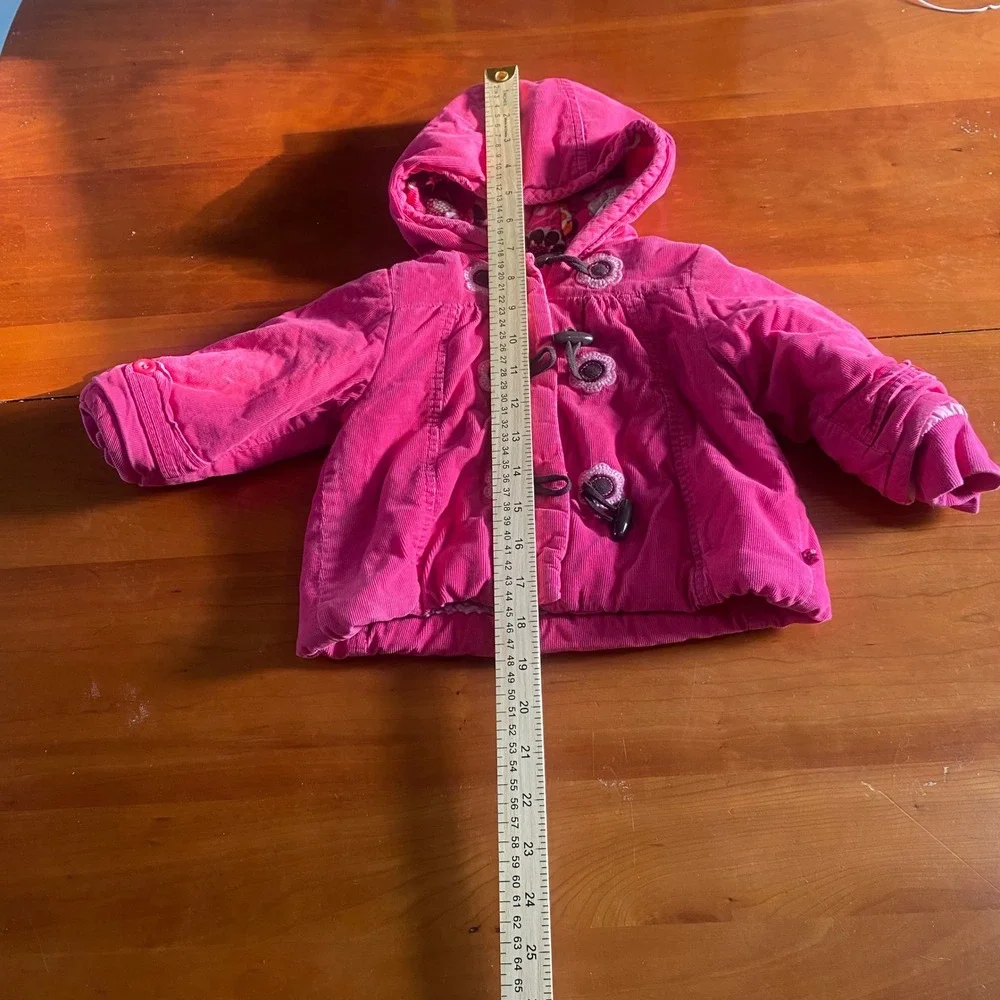 The Childrens Place Corduroy Jacket Kids Pink Sherpa Lined Toggle SIZE 12 Months